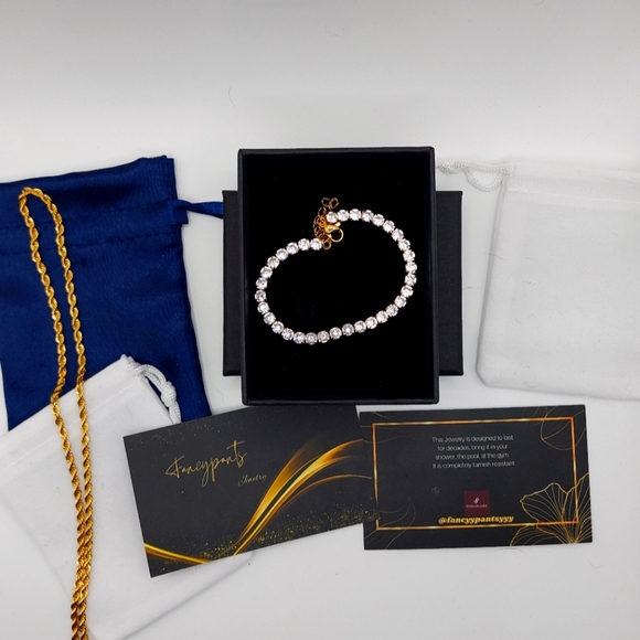 18K Gold Plated Tennis Bracelet 3mm by 18cm( +3 ) - Picture 1 of 13